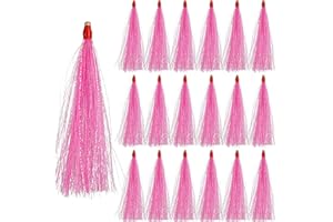 FUSIGO Fishing Bucktail Teaser, 9/18pcs Saltwater Bucktail Fishing Lures Copper Tube Teasers for Flounder Rig Fishing Teasers Plugs Cod Flounder Seabass