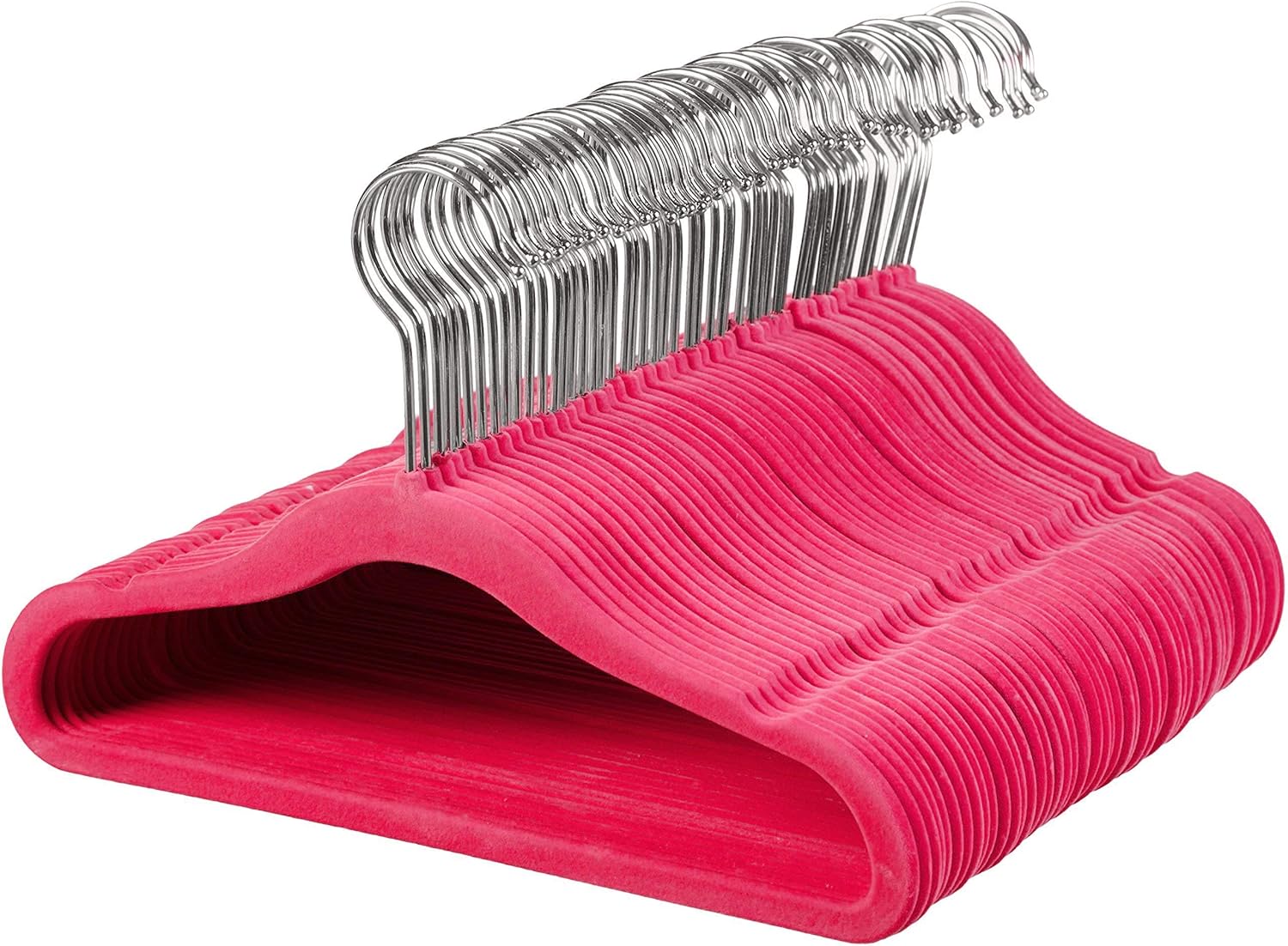 AmazonBasics Baby Kids Velvet Clothes Hangers, 50-Pack, Pink (Renewed)