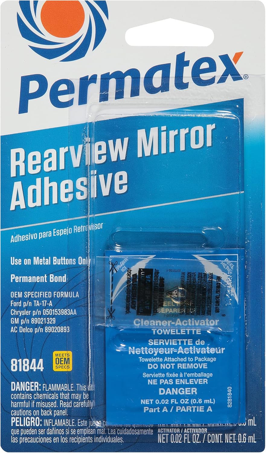 Permatex Rearview Mirror Adhesive, Adhesive .3ml/Primer .6ml (81844)