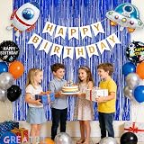 GREATRIL Dark Blue Foil Fringe Curtain 1m x 2.5m Pack of 2 Backdrop view 6