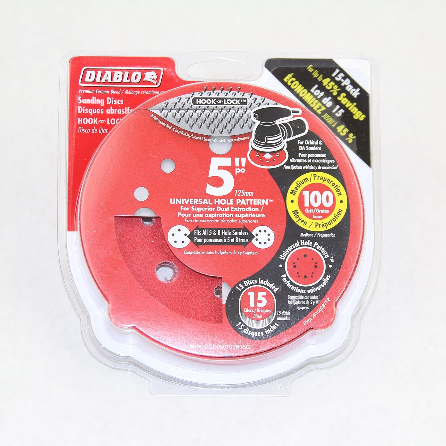 Hook & Loop Discs 100Grit Universal Hole Random Orbital Sanding Disc