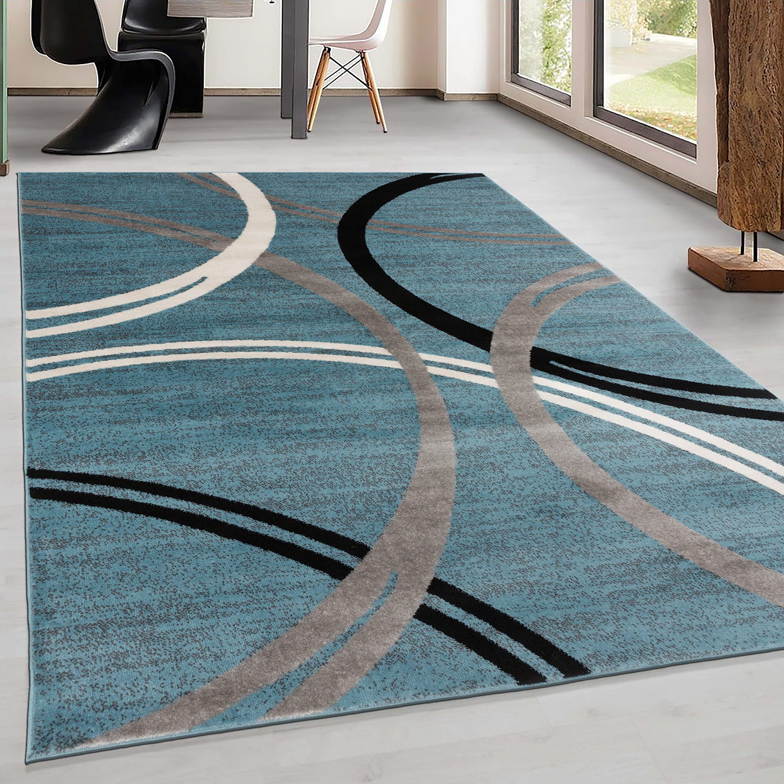 Rugshop Modern Wavy Circles Design Area Rug 5' 3