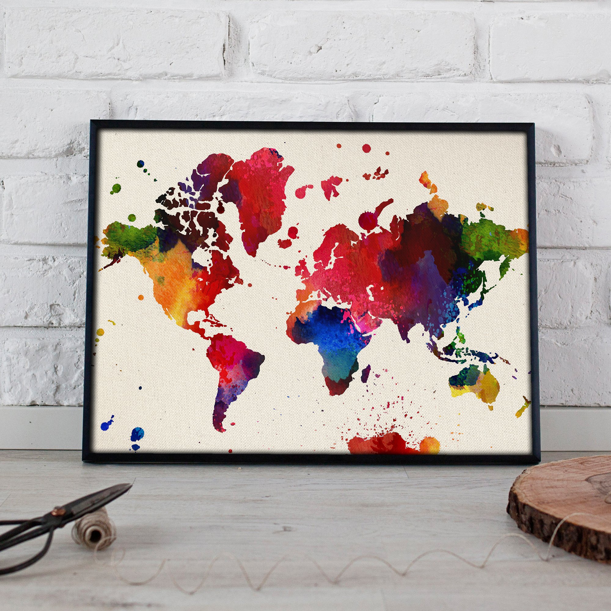 World map print with watercolor style images perfect for framing and home decor comes as 24x30 size sheets printed on 250g paper ideal for adding a global touch to any space