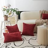 Home Brilliant Burgundy Cushion Covers 65x65 cm Pack of 2 Dark Red Corduroy view 2