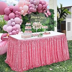Blush Pink Table Skirts for rectangle 9ft Sequin