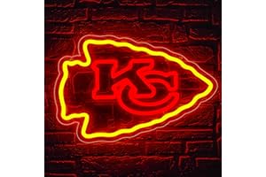 Brineon Neon Sign for Wall Decor,Neon Sign for Man Cave or Garage Decor,Birthday Gifts for Men with Footaball or Rugby Team Logo Sign,Red Neon Sign for Bar,Dorm,Party Decorations,Game Room Decor Size