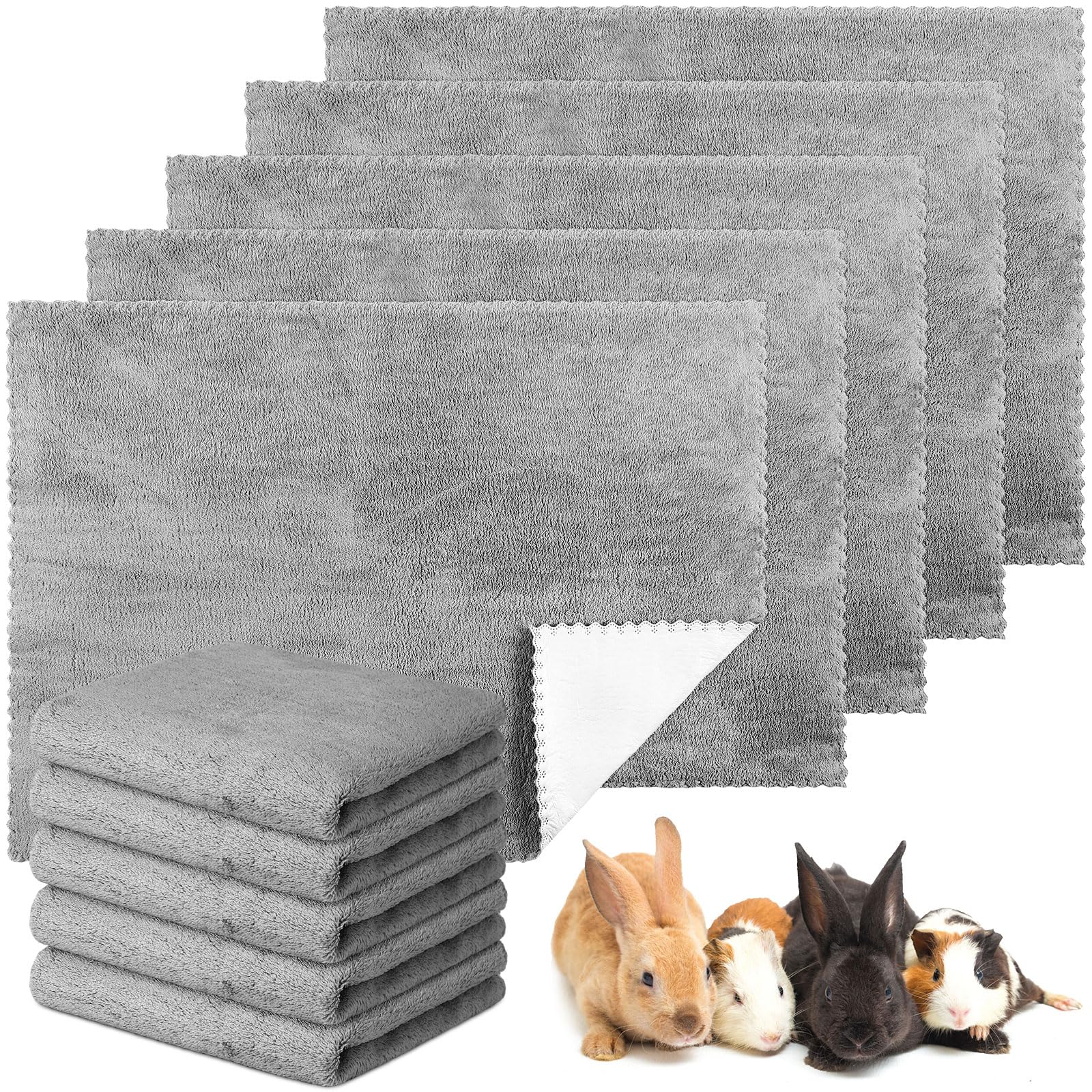 Panelee 10 Pcs Guinea Pig Cage Liners Guinea Pig Fleece Bedding Reusable Washable Pee Pads Soft Comfortable Mat for Small Animals Chinchillas Rabbits Hamster Bunny (Gray,18 x 24 Inch) — image 1