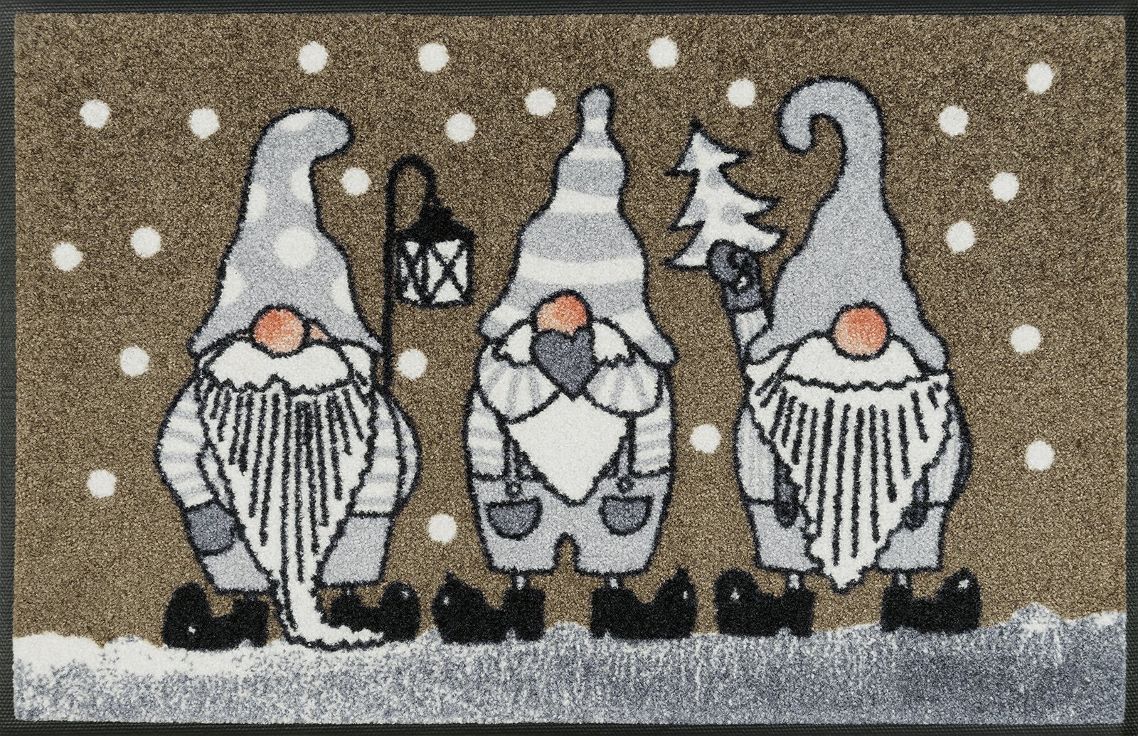 Wash+Dry Doormat Winter Dwarfs Taupe 50 x 75 cm Indoor and Outdoor Use