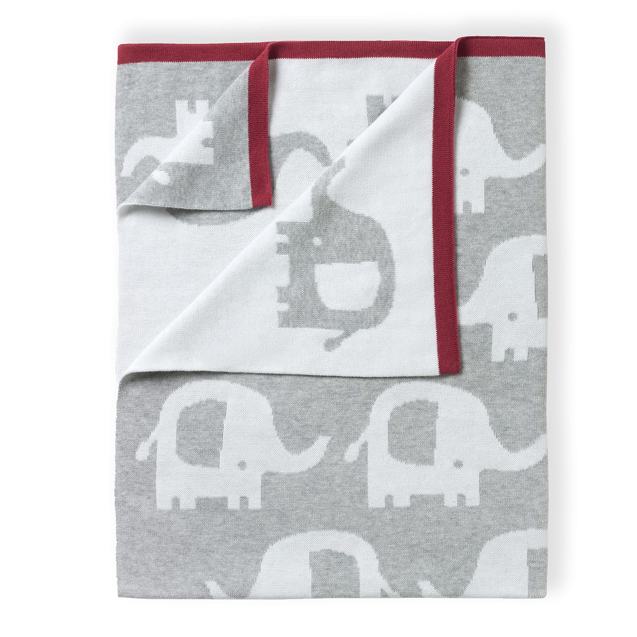Clair de Lune Eli The Elephant Reversible Baby Blanket in Grey