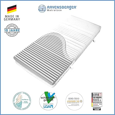 Ravensberger Matratzen® 7-Zonen Matratze Softwelle | HR Kaltschaummatratze H1 RG 45 (0-45 kg) | MADE IN GERMANY - 10 JAHRE GA