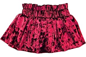 Daisy Del Sol Little Girls Crushed Velvet A-Line Pleated Paperbag Skort Holiday Skirt with Built-in Shorts