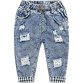 KIDSCOOL SPACE Baby & Little Girls Ruffled Elastic Waist Colorful Button Decor Vertical Pocket Jeans