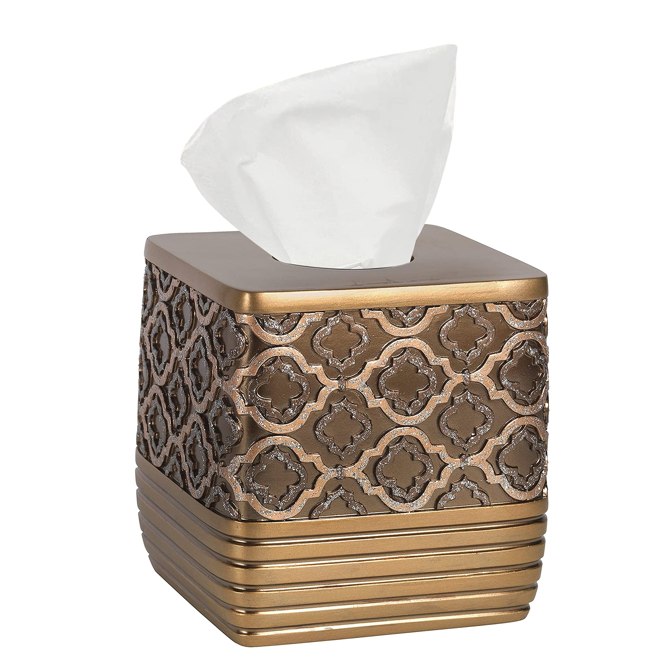 Popular Bath Spindle Tissue Box, Resin, Gold