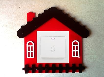 Naveed Arts Christmas Decor Acrylic 3D Single Switch House Door Bell (Black and Red)