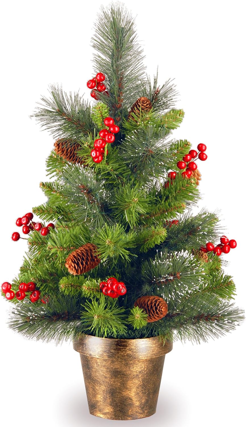 National Tree 2 Foot Crestwood Spruce Tree With Silver Bristle And