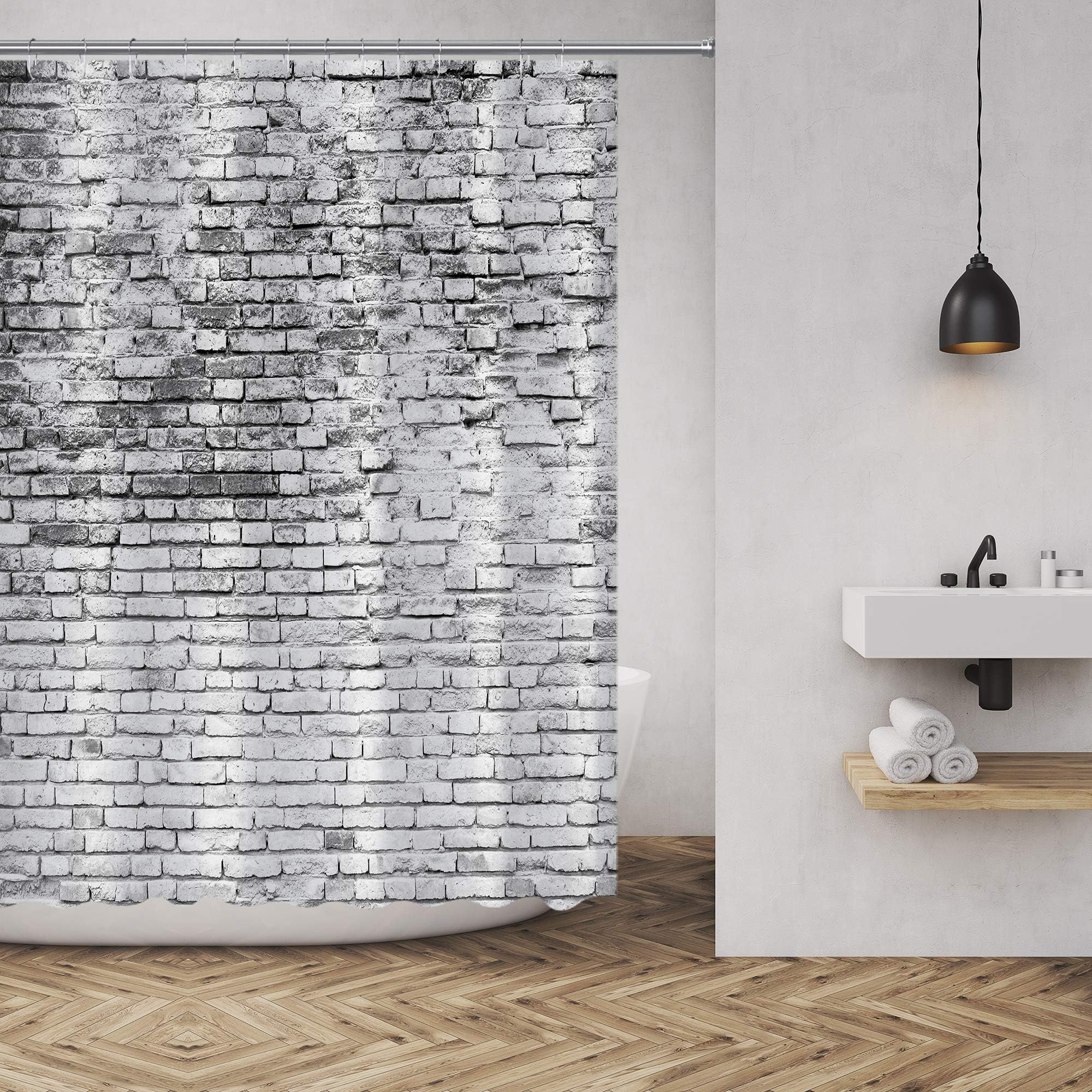 MuaToo Shower Curtain Cracked White Wall Background Graphics Prints Bathroom Decor Set with Hooks 72 x72 Inches,White