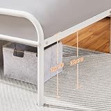Yaheetech 3ft Single Bed Frame Metal Slatted Bed with Headboard White view 7