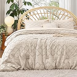 Bedsure Queen Comforter Set - Beige Comforter, Boho
