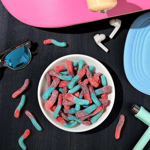 TROLLI SOUR BRITE CRAWLERS, VERY BERRY, SOUR GUMMY WORM CANDY, 5 POUND BULK BAG