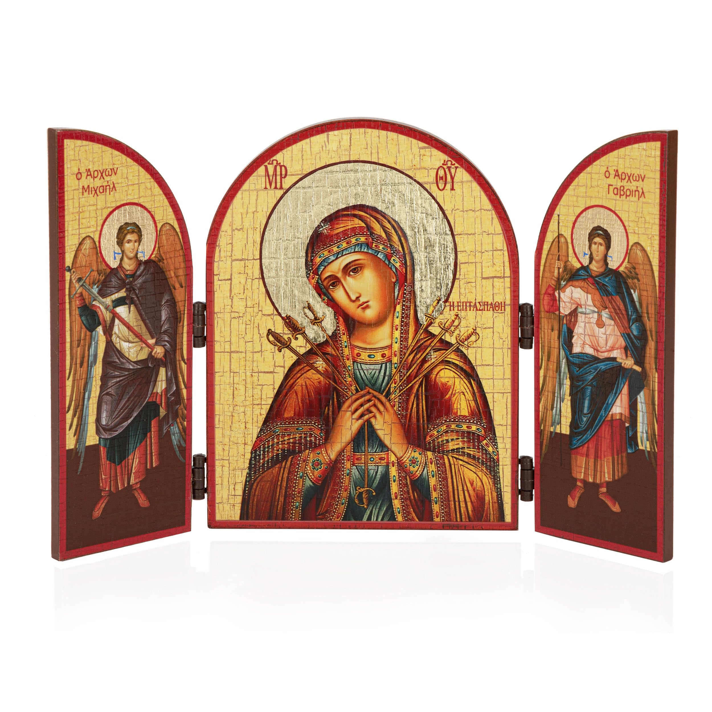 NKlaus Moderation of Evil Hearts Icon Triptych Wood 25 x 16 cm Christian 13872