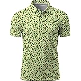 WeWrsyi Mens Golf Shirt Dry Fit Performance Moisture Wicking Short Sleeve Print Casual Collared Polo Shirts for Men