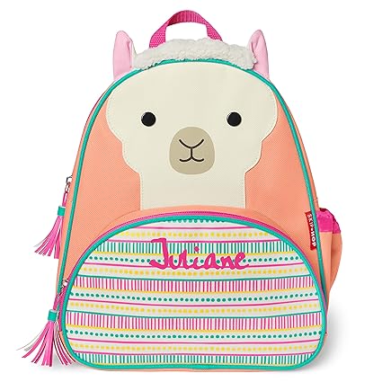 Skip Hop Kinderrucksack mit Namen | Motiv Lama Alpaka für Mädchen in rosa, beige & mintgrün | Kindergarten-Rucksack mit Tiere