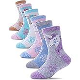 ProEtrade Merino Wool Socks for Kids Toddlers Boys Girls Thick Thermal Warm Winter Hiking Heavy Cozy Crew Socks 6 Pack