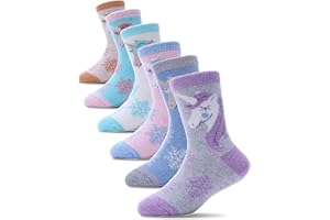 ProEtrade Merino Wool Socks for Kids Toddlers Boys Girls Thick Thermal Warm Winter Hiking Heavy Cozy Crew Socks 6 Pack