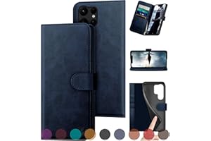 DuckSky for Samsung Galaxy S24 Ultra Genuine Leather Wallet case 【RFID Blocking】【4 Credit Card Holder】【Real Leather】 Flip Folio Book Phone case Protective Cover Women Men for S24Ultra case Dark Blue