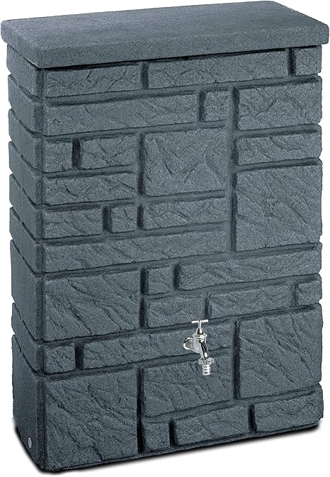 Regentonne Eckig Regenwassertank Maurano 300 Liter Anthrazit Aus Uv Und Witterungsbestandigem Material Regenfass Bzw Regenwassertonne Mit Kindersicherem Deckel Und Hochwertigen Messinganschlussen Amazon De Garten