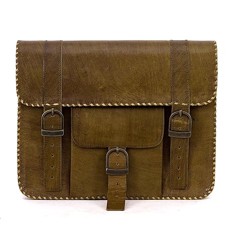Goatter Leather Laptop Bag (Wooden Brown, 13 x 10 Inch)