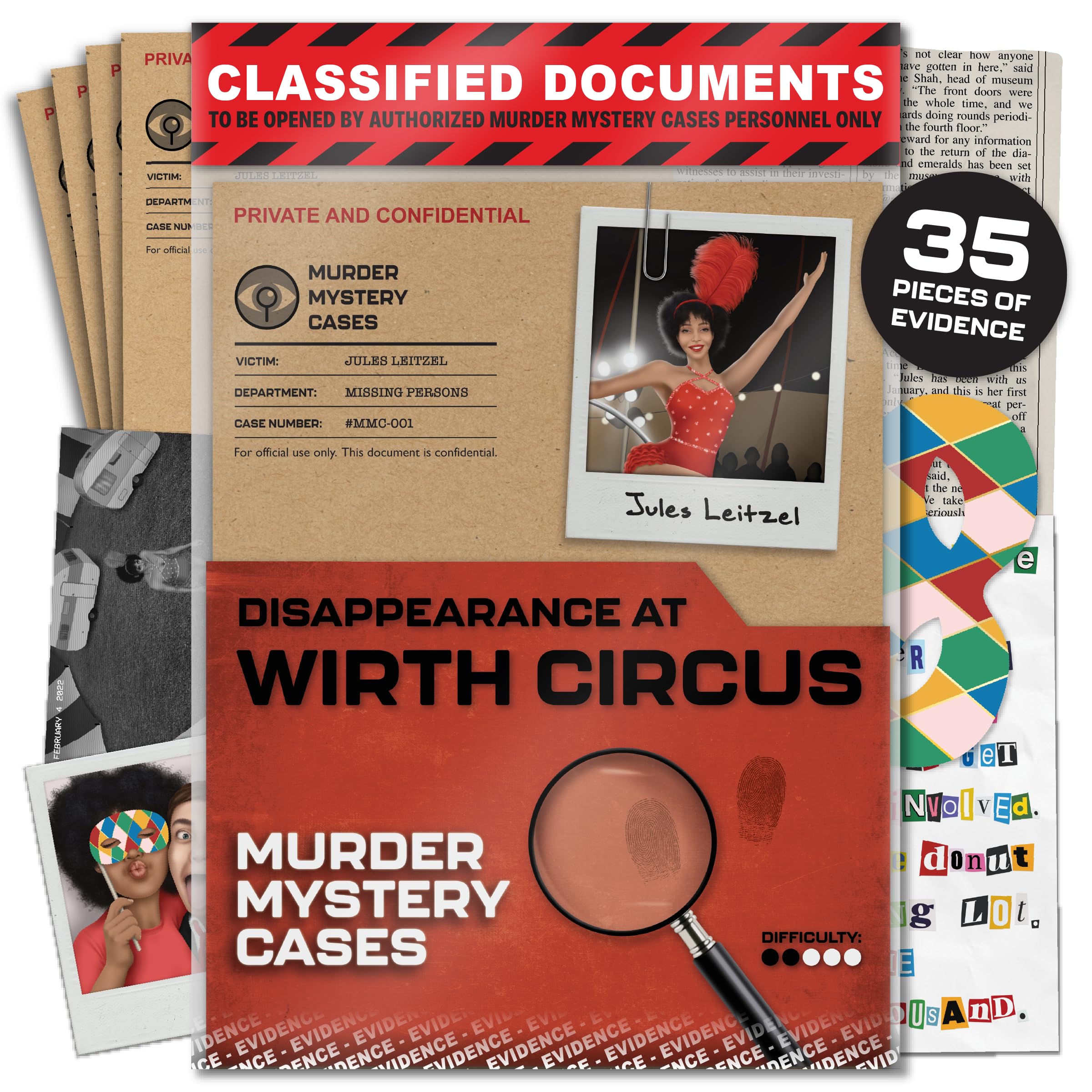 Murder Mystery Cases - Disappearance at Circus - Emozionante gioco irrisolto di escape room per adulti con intrigante omicidio misterioso - giochi polizieschi, risoluzione del crimine, gioco da tavolo