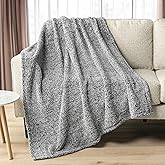 PAVILIA Sherpa Throw Blanket for Couch Sofa, Heather Grey Fluffy Warm Plush Blanket for Twin Bed, Cozy Super Soft Lightweight Throw, Fuzzy Decorative Blanket, All Season Home, 60x80