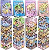 Sticker Book 4-Pack DIY 3D Scene Set for Girls — Create 32 Mini Rooms, Aesthetic Reusable Craft Activity Books with Tweezers for Creative Decoration Play