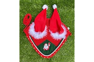GENERIC Horse Ear Bonnet Santa Claus Double Hats Fly Hood Ear Net Fly Veil Gift for A Christmas Equestrian Tack Equine (Embroidery, Horse/Full)