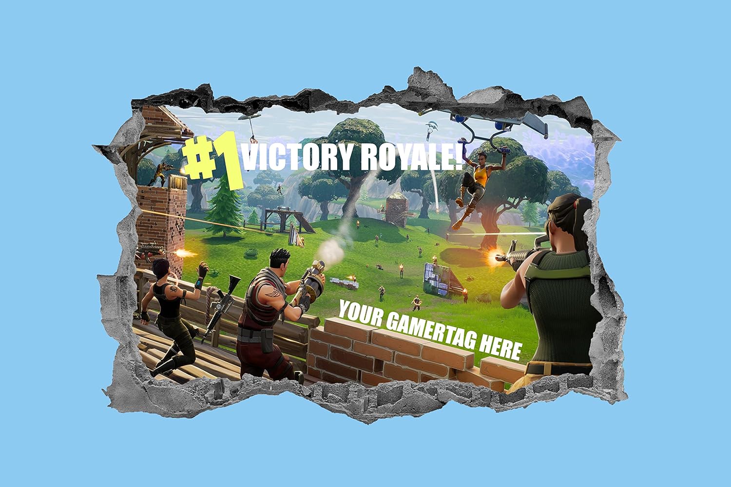 fortnite wall sticker kids custom name personalised decal bedroom wall art 40x30 cm amazon co uk diy tools - fortnite art style name