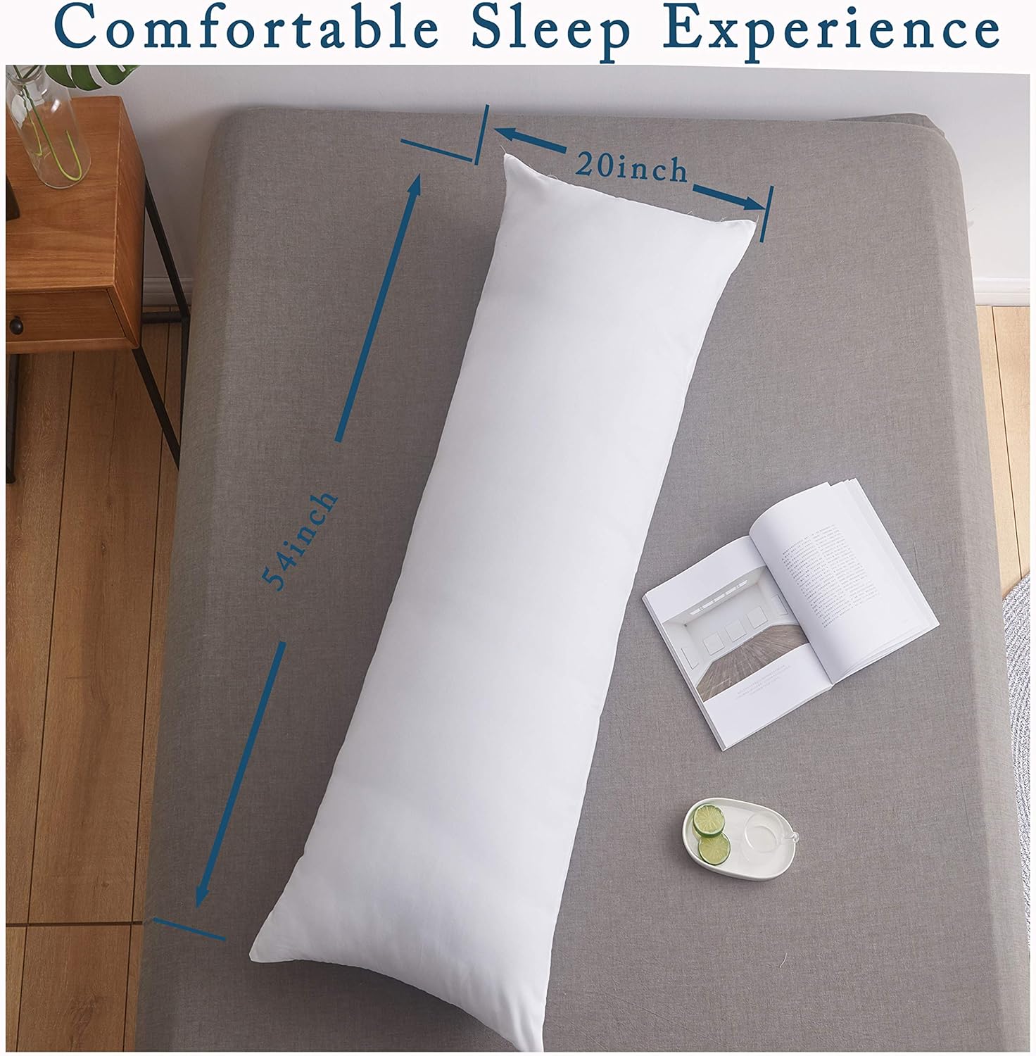 ELNIDO QUEEN Full Body Pillow Insert, Soft Large Long Bed Pillow for Adults - Side Sleeper Pillow Breathable (20 x 54 inch): Home & Kitchen