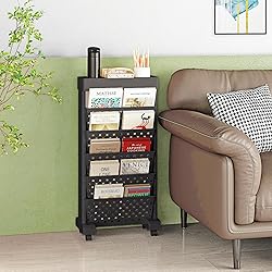 BYFU 6-Tier Movable Bookshelf Cart, Rolling File