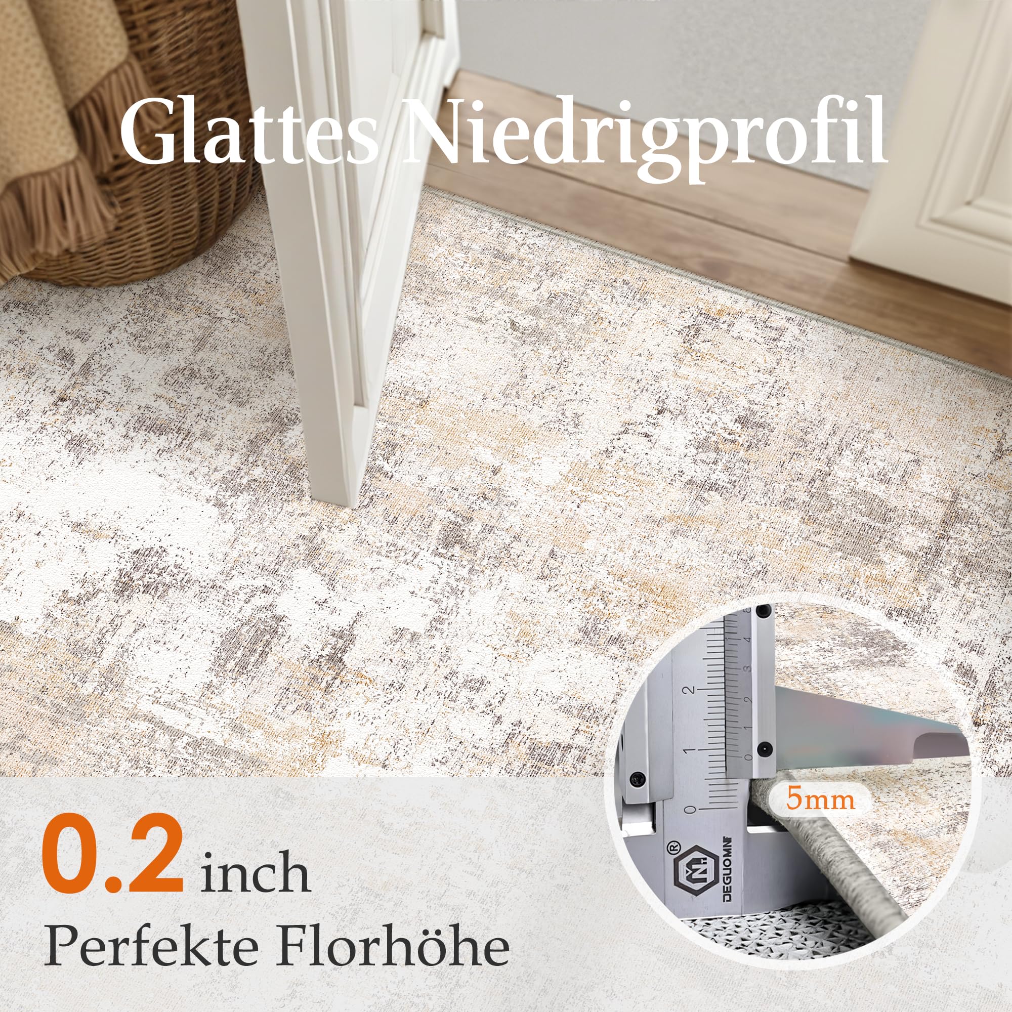 HUGEAR Waschbare Teppiche Gegend Teppich 240 X 300cm Beige Grau Modern Abstrakt Wohnzimmer Schlafzimmer Teppisch Groß rutschfest Kurzflor Weich Rugs for Living Room Carpet for Esszimmer Büro 7