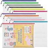 JARLINK A3 (16.5x12.6 in, 12 Pcs) Mesh Zipper Pouch, 12 Colors Extra Large Zipper Bags, Waterproof File Pouches for Office Su