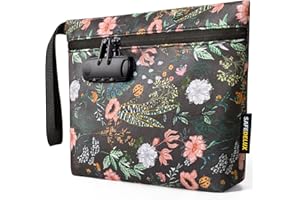 SafeDelux Smell Proof Bag with Combination Lock, Smell Proof Container Carbon Lining Odor Proof Bag Odorless Smell Proof Bags, Great Holidays Gifts for Women