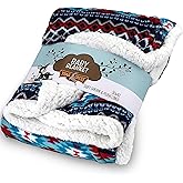 Ultra Soft Sherpa Fleece Cozy Plush Baby Blanket for Kids, Reversible with Aztec Prints, Washable, Wide Size, Baby Shower Present