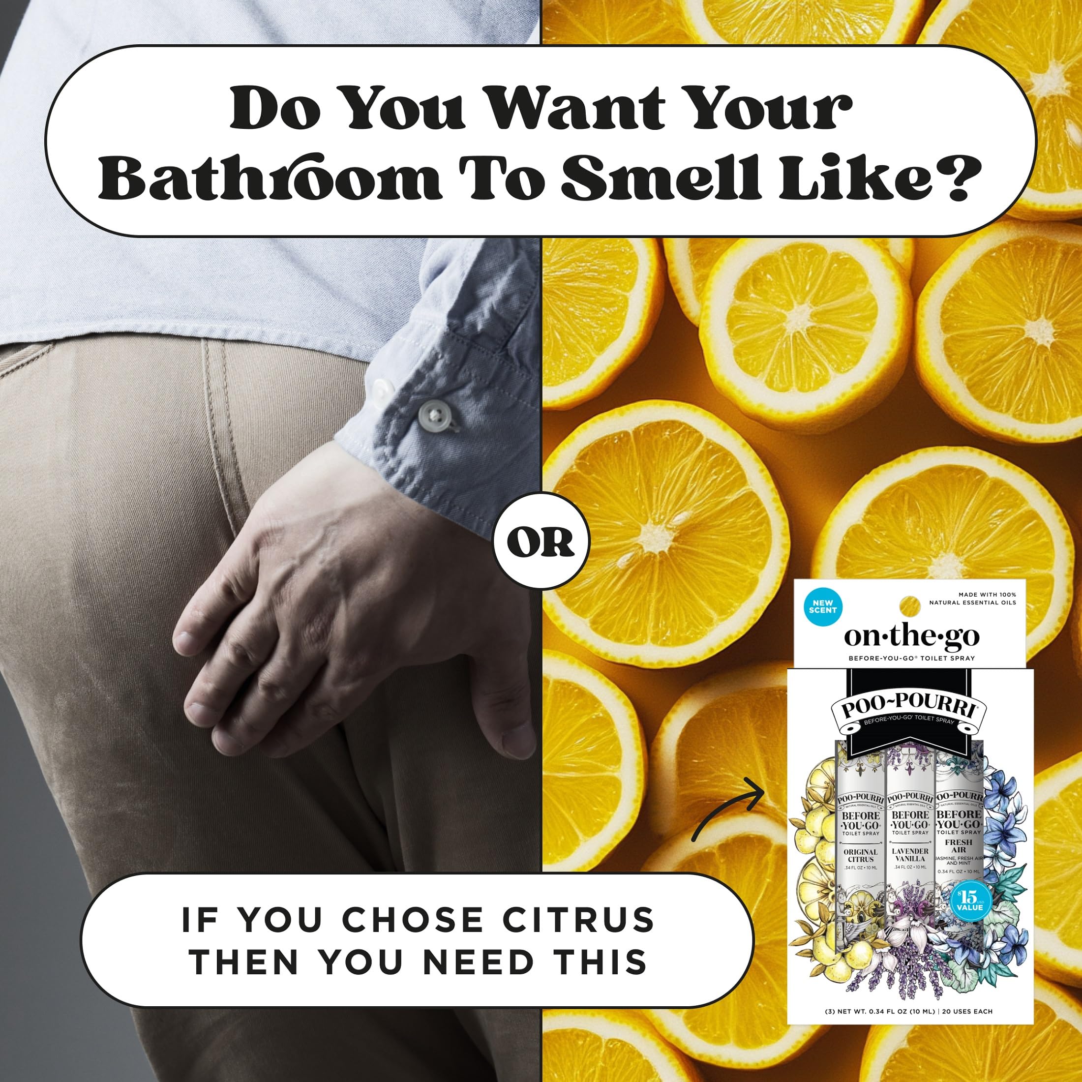 Poo-Pourri Before-You-Go Toilet Spray, Travel Essentials, .34 Fl Oz, In A Pinch Variety 3 Pack, Each Up to 20 Uses, On-The-Go Bathroom Odor Deodorizer with Essential Oils, TSA Approved Size, 3 Scents