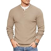 COOFANDY Men Henley Knit Sweater Dress Long Sleeve Button Pullover Sweater Casual Sweater Lightweight Slim Fit Tops