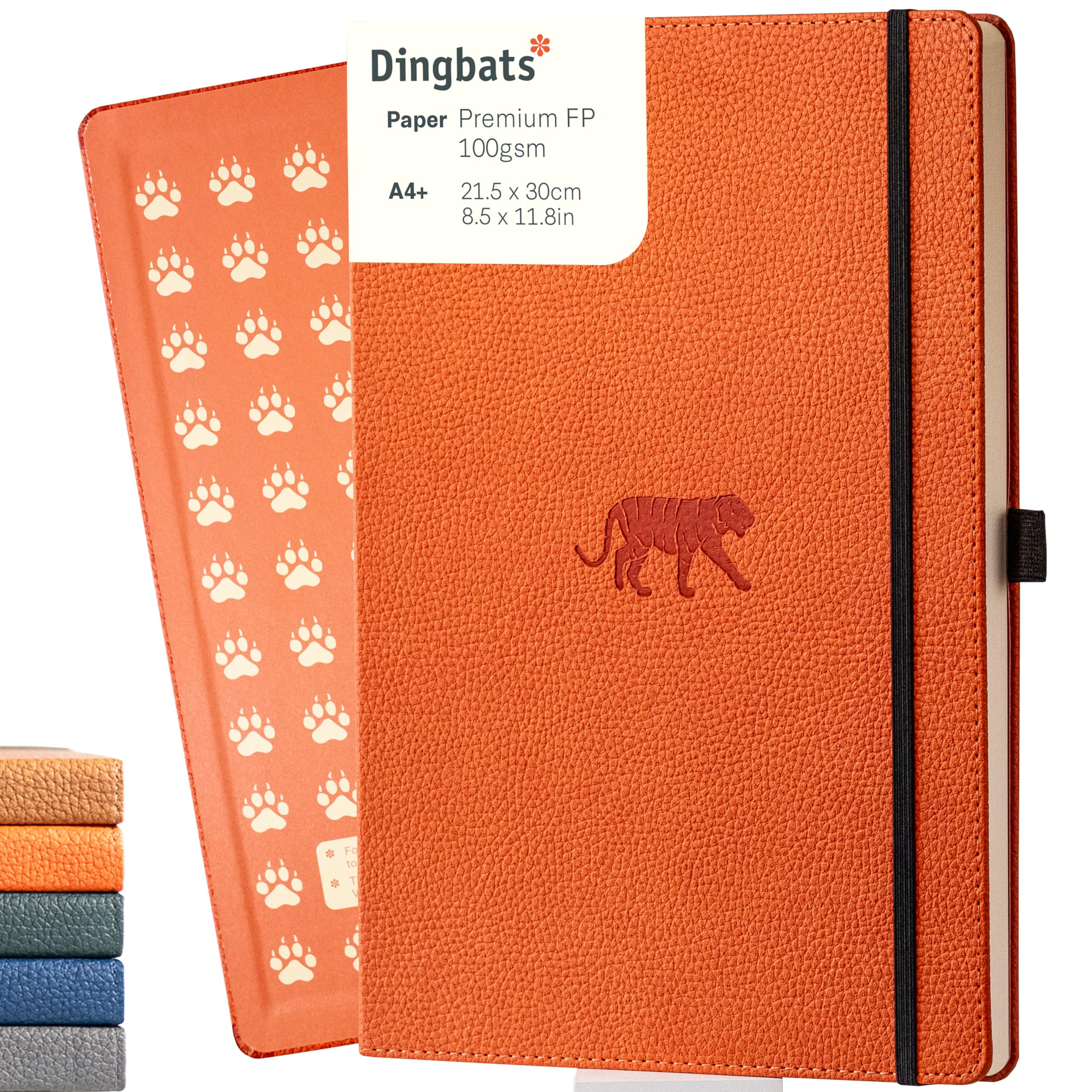 Dingbats* - Wildlife Plain Extra Large A4 Notebook - PU Leather Hardcover Journal for Work, Writing - Pocket, Elastic Closure, Pen Holder, Bookmark