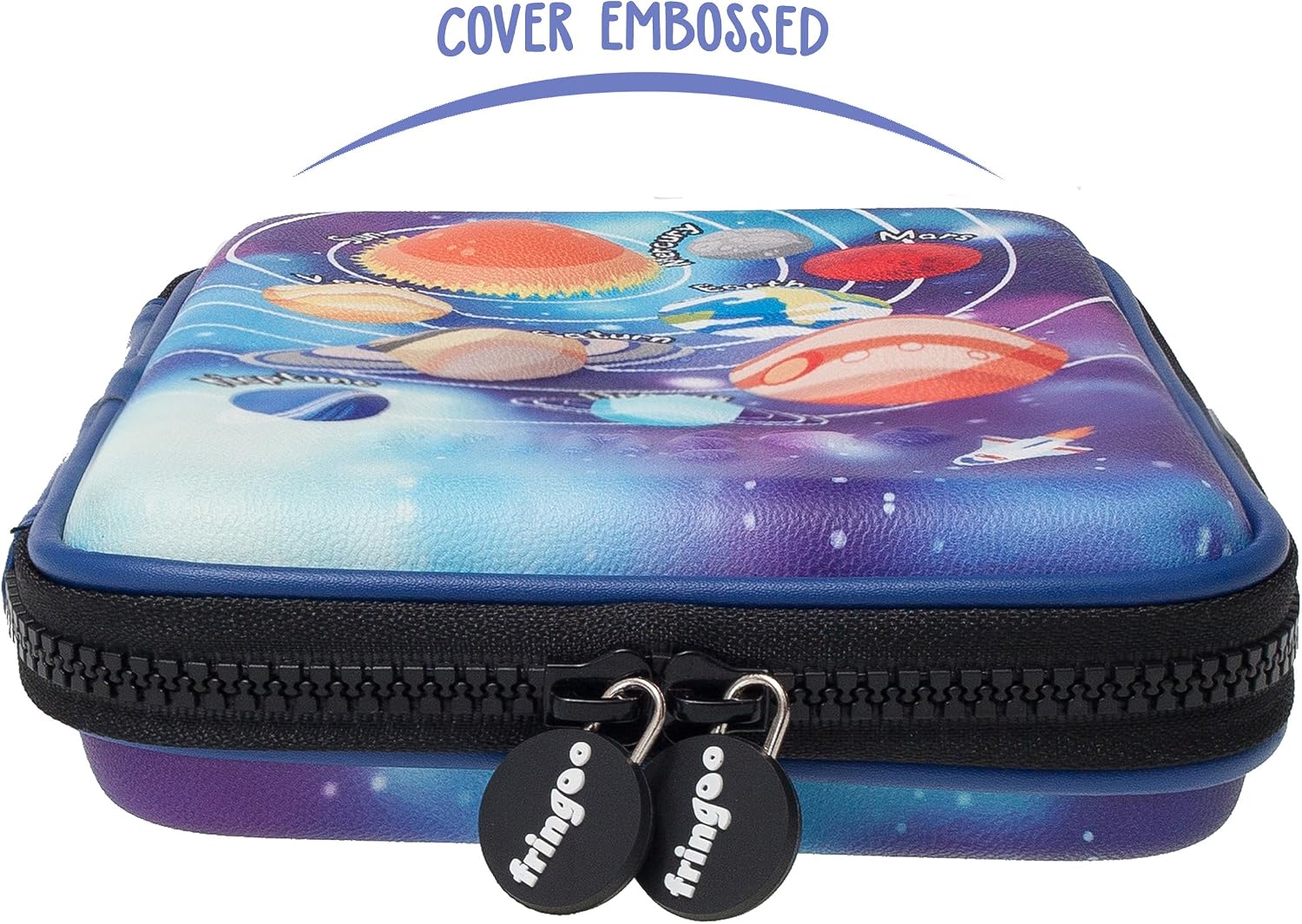 Fringoo® Kids Large Pencil Case, Hardtop Multi-Compartment Stationery Organizer with Double Zipper, Durable Embossed Cover - Image 5
