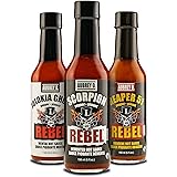 Aubrey D. EXTREME Hot Sauce Sampler Ghost Pepper, Scorpion Pepper and Carolina Reaper 51 Hot Sauces Set of 3 bottles 5 oz each