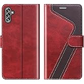 CIVICASE for Samsung Galaxy A13 5G Wallet Case,Leather Flip Case RFID Blocking Credit Card Holder Folio Magnetic Stand TPU Interior Shockproof Cover Color Matching for Samsung A13 Red Brown