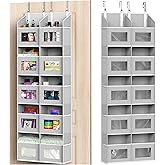 Simple Houseware Extra Large Heavy Duty Over the Door Organizer with 10 Clear Window Pockets, 80 lbs Capacity for Pantry, Closet, Bathroom, Gray