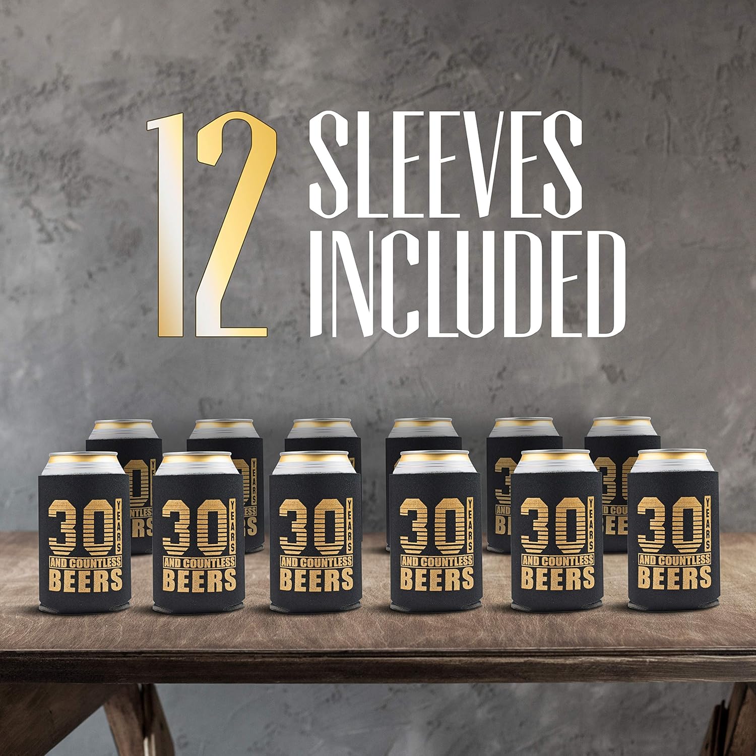 Amazon Com Happy 30th Birthday Decorations For Him Dirty Thirty Birthday Beverage Can Cooler Sleeves Insulated Holder Gift Ideas And Party Favors For Men 12 Pack Black Gold Kitchen Dining
